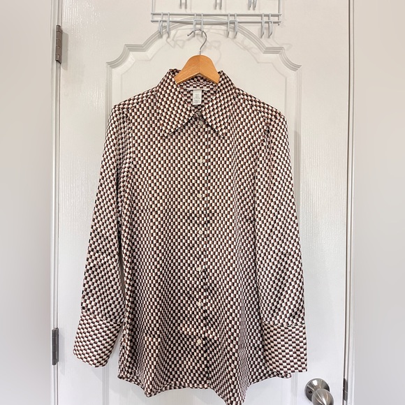 H&M Checkered Satin Blouse - Picture 4 of 10